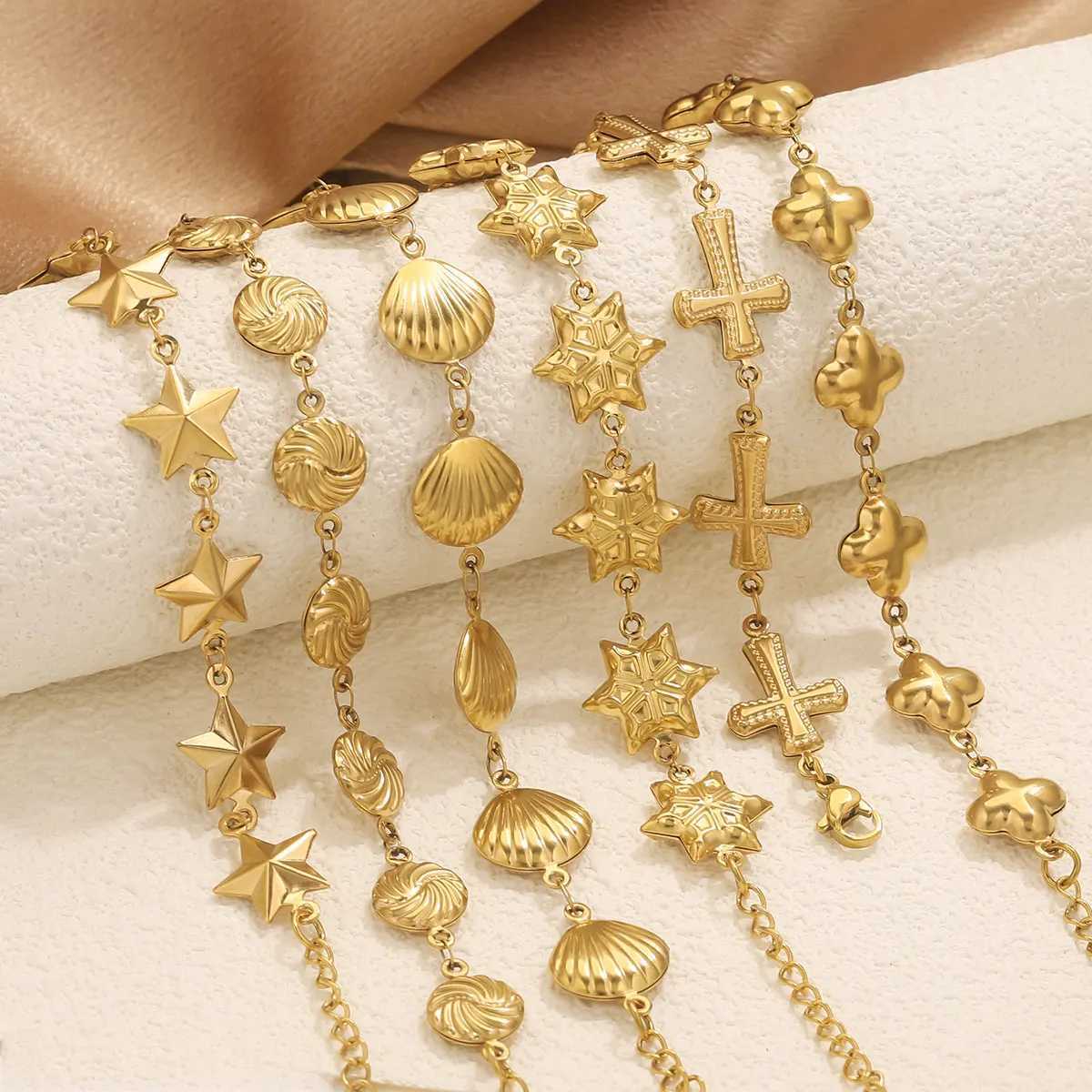 Creative Personalized Shell Cross Water Drop Fashion Charm Women Birthday Party Gift Stainless Steel Jewelry Wholesale Z250616