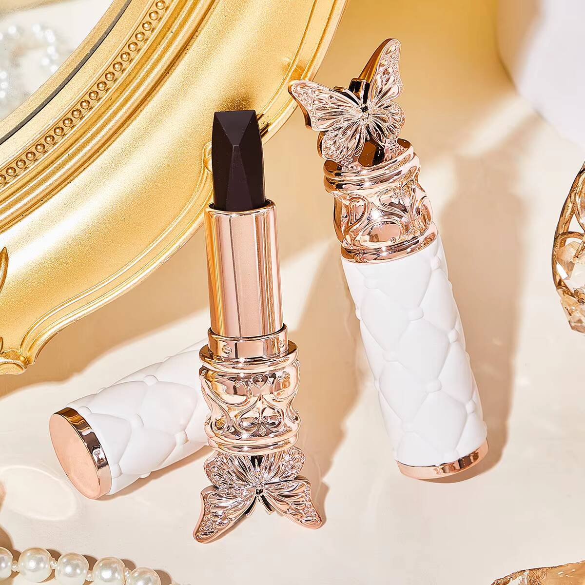 Ocheal Satin-Like Color-Holding Tri-Color Waterproof Long Lasting Liquid Lipstick Tint Moisturizing Tear Off Lip Stain happy