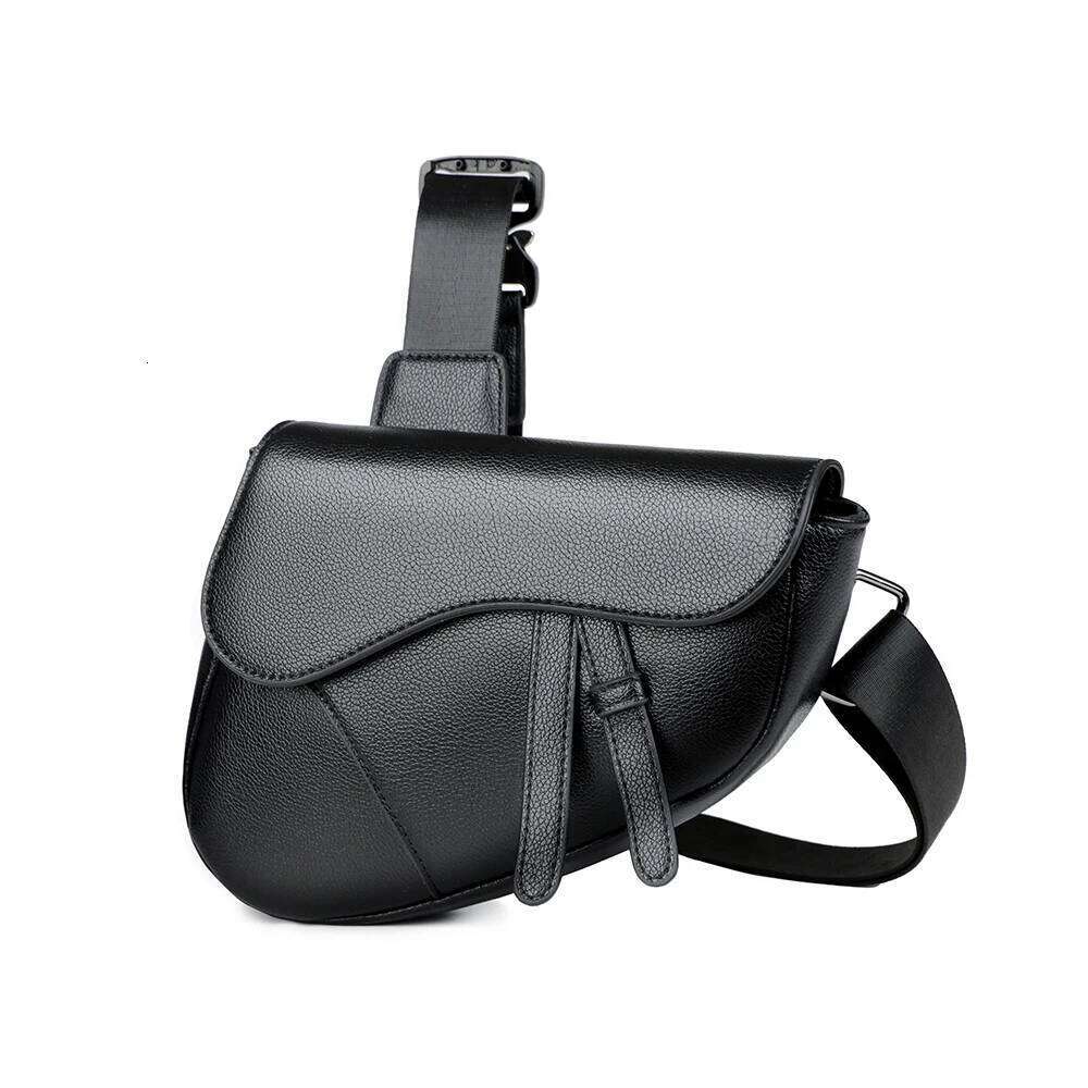 Men's solid color PU leather saddle shoulder crossbody bags chest bolsos para hombre sacoches hommes bag for man