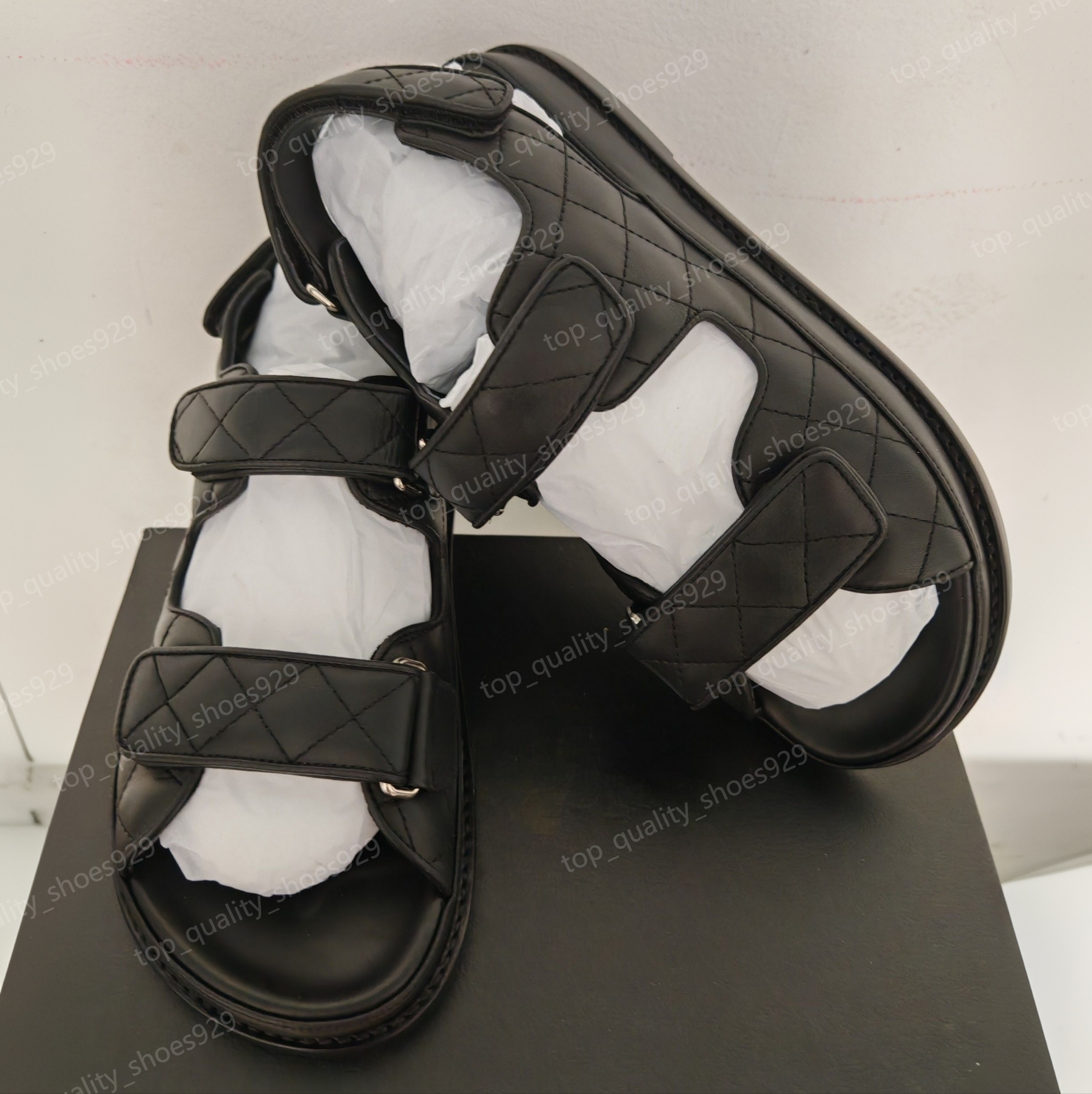 Designer Woman Sandals Slingback Dad Sandal womens Leather Calf quilted backless Slides Summer sandales luxury Sandles for women Beach Strap sandalias size 42