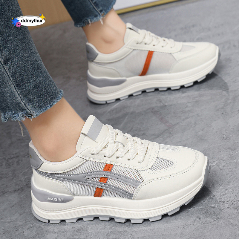New Women's Mesh Breathable Agan Women 2025 Summer Thick-Soled Sneakers Fashion Versatile White Shoes ddmythur
