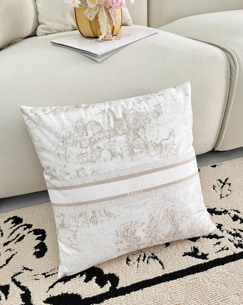 New fashion light luxury pillow sofa bedroom cushion living room headboard plush car pillow with core cloth art pillowcase cream colour