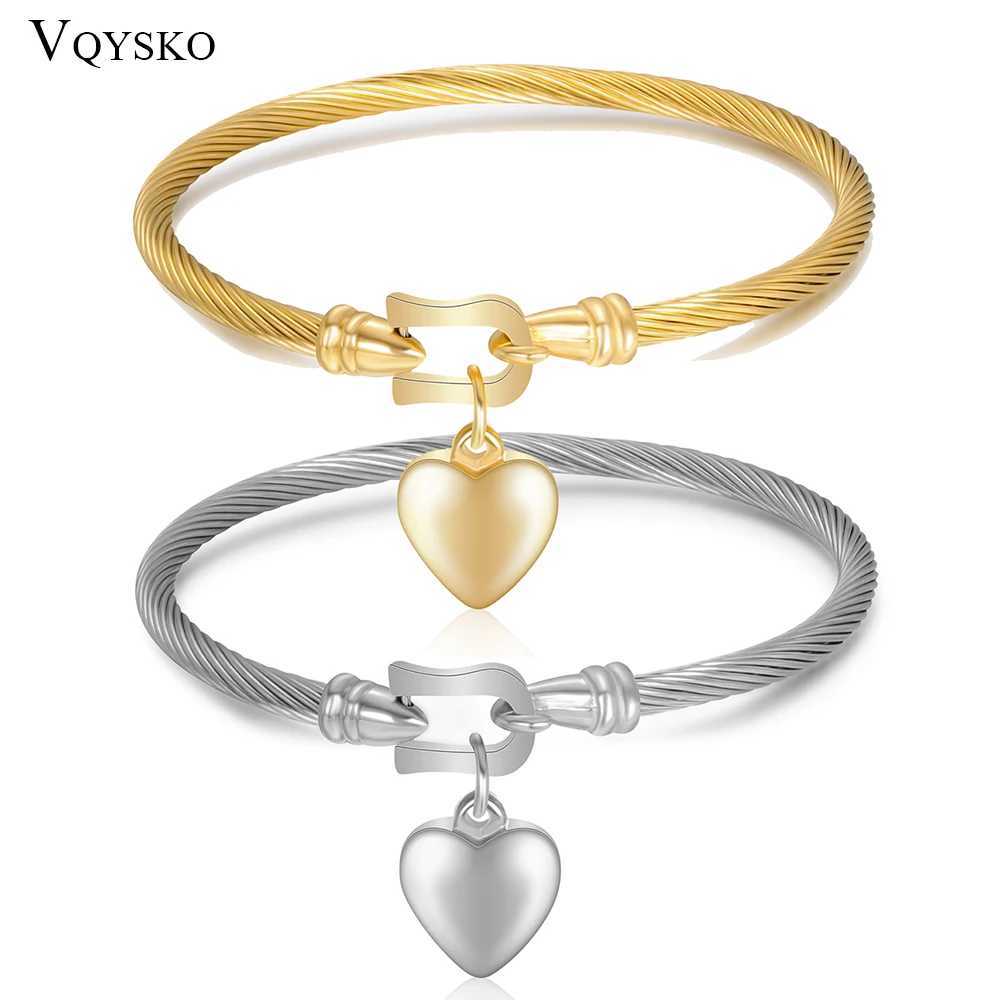 Customizable Bangle Stainless Steel Heart Open Charm For Women Exquisite Jewelry Friendship Gift Z250616