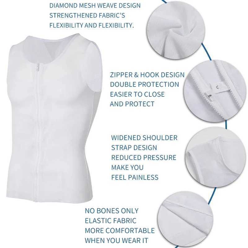 Men Compression Shirt Slimming Body Shaper Belly Tummy Shapewear Abdomen Reducer Corset Top Gynecomastia Slim Tummy Shapers Vest W250616