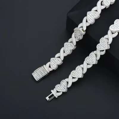 Unisex High Quality VVS1 Moissanite Heart Shape Necklace 925 Sterling Silver Hip Hop Jewelry for Men