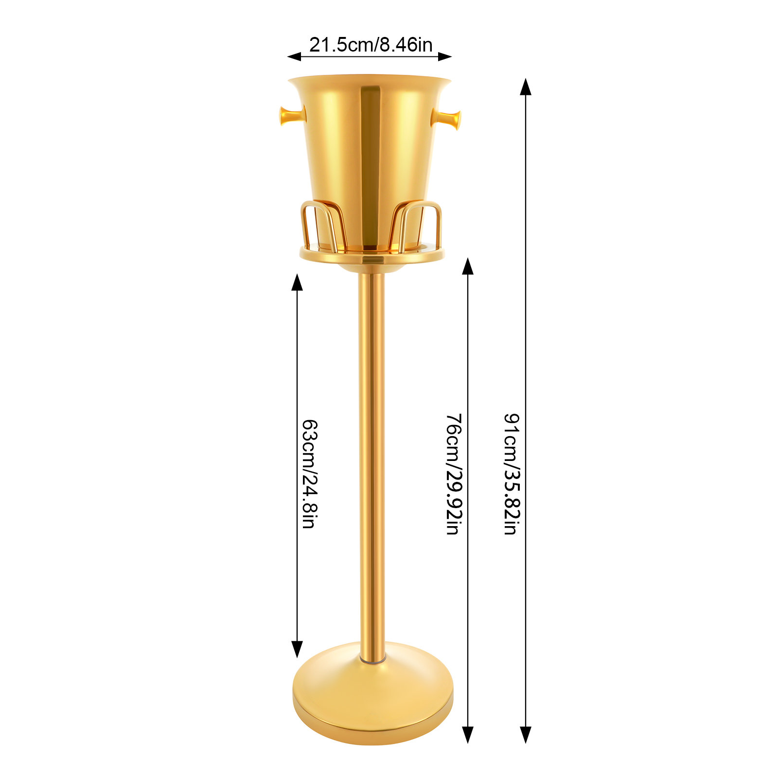 Champagne Bucket with Stand, Gold Ice Bucket Floor Standing Bar Stand Wine Cooler Gold Stainless Steel Ice Bucket Wine Bucket Champagne Chiller for BB