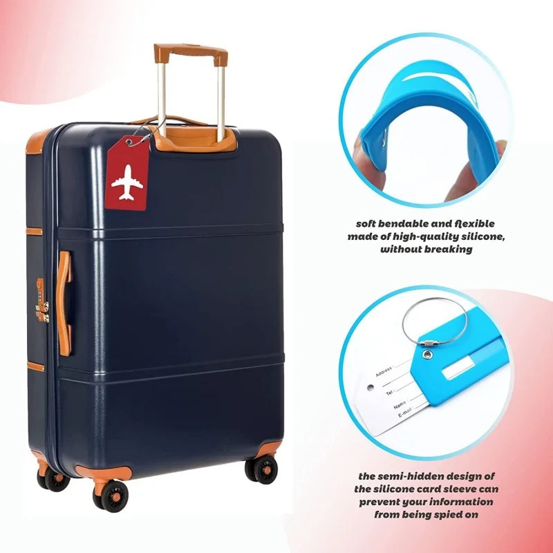 6Pcs Women Men Travel Accessories Silicon Luggage Tags Suitcase ID Name Address Holder Baggage Tag Unisex Label High Quality 250616