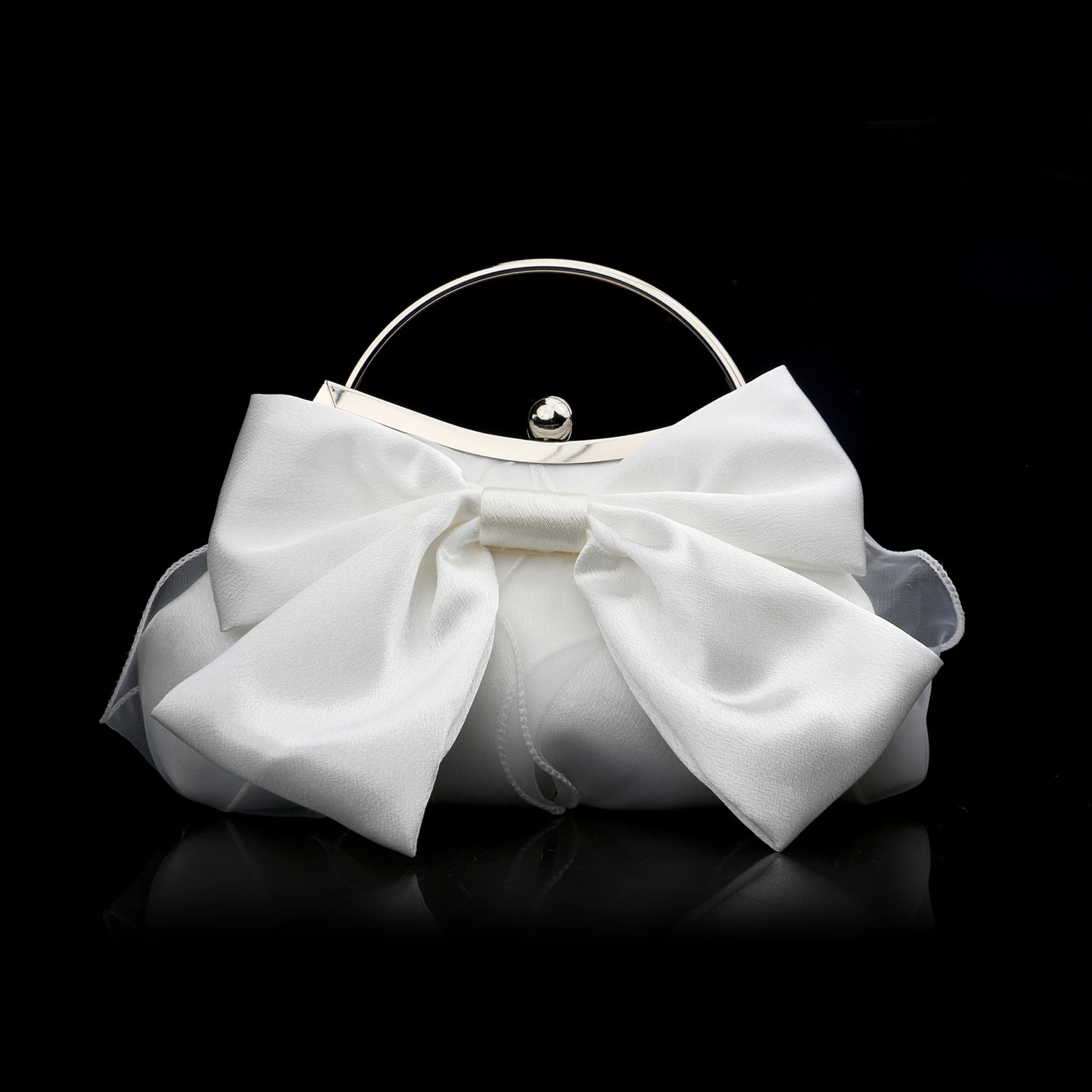 Gorgeous and Elegant Satin Solid Color Bow Womens Handbag Evening Bag Bridal Party 250614