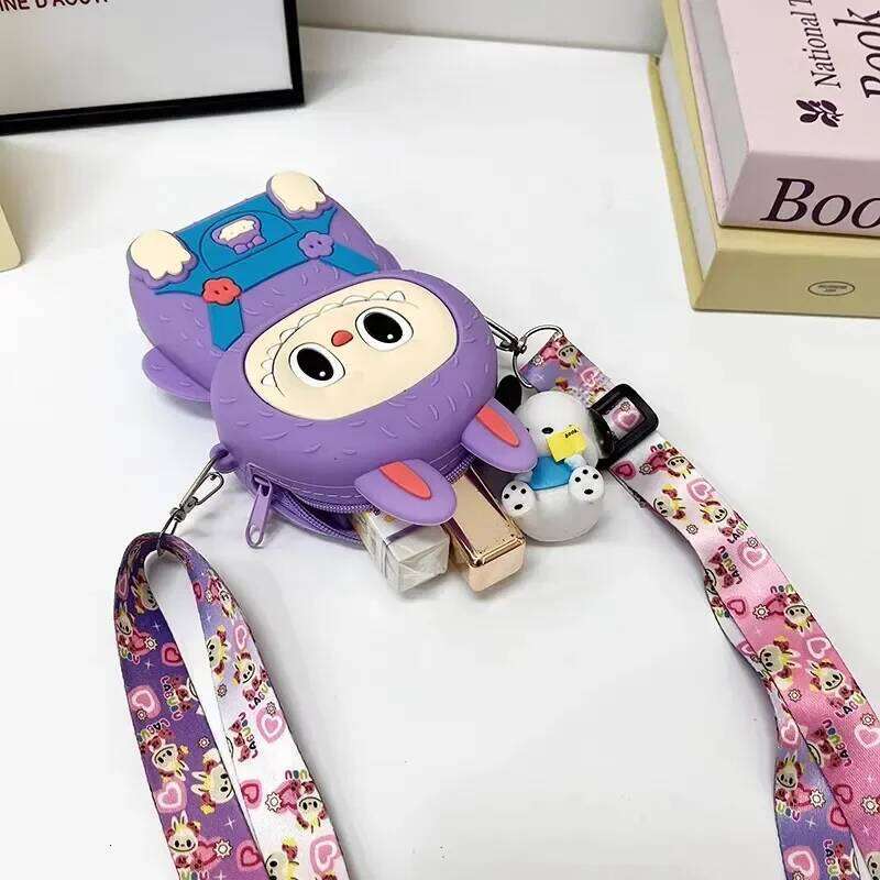 Women's Bags Designer Hot Sellling New Labubu Children's Silicone Cartoon Kawaii Crossbody Bag Coin Purse Girl Toy Doll Around Birthday Gift
