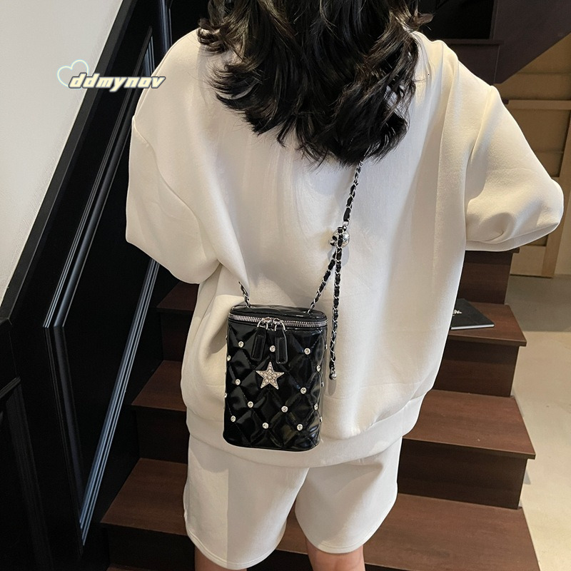 High-End Trendy Fashion Underarm for Women 2025 New Diamond-Encrusted Chain Small Square Single Shoulder Crossbody Phone Bag ddmynov