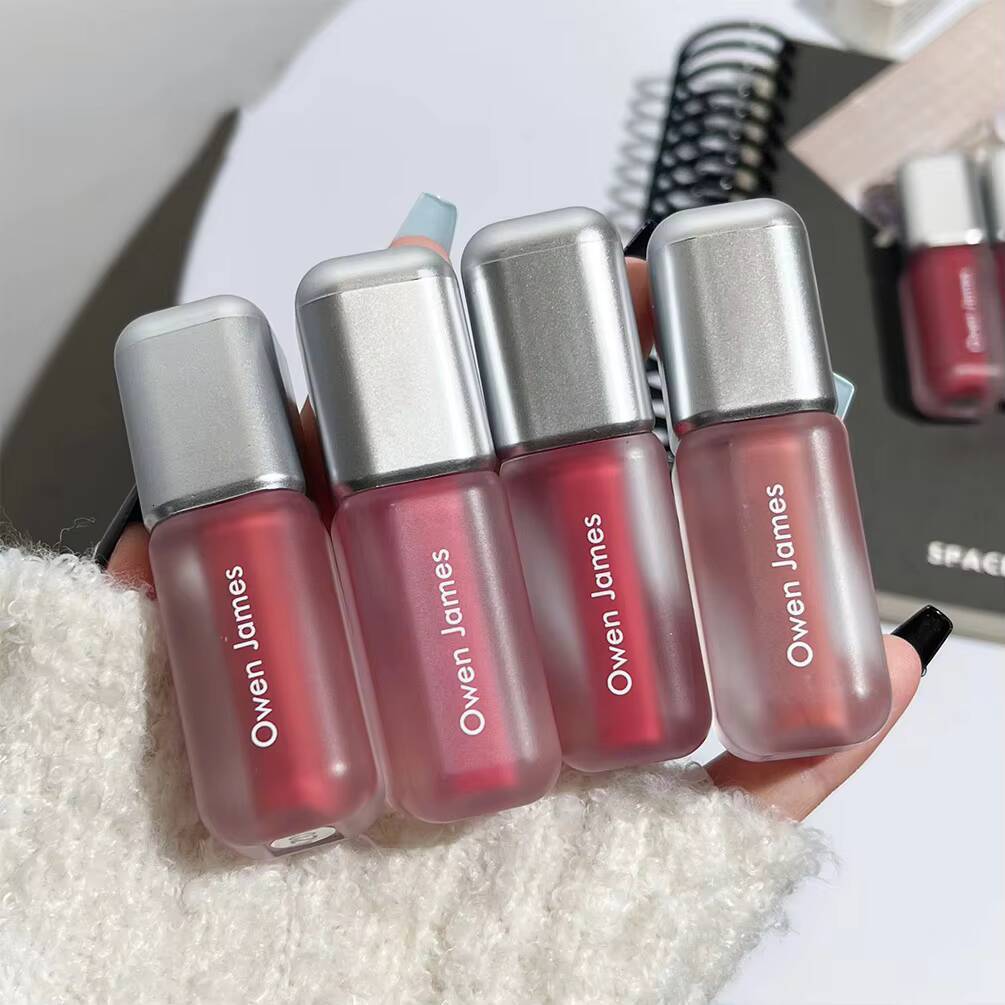 6 Color Brown Glaze Matte Liquid Lipstick Peach Pink Waterproof Velvet Nude Red Lip Mud Cheek Rouge Tint Cosmetics happy