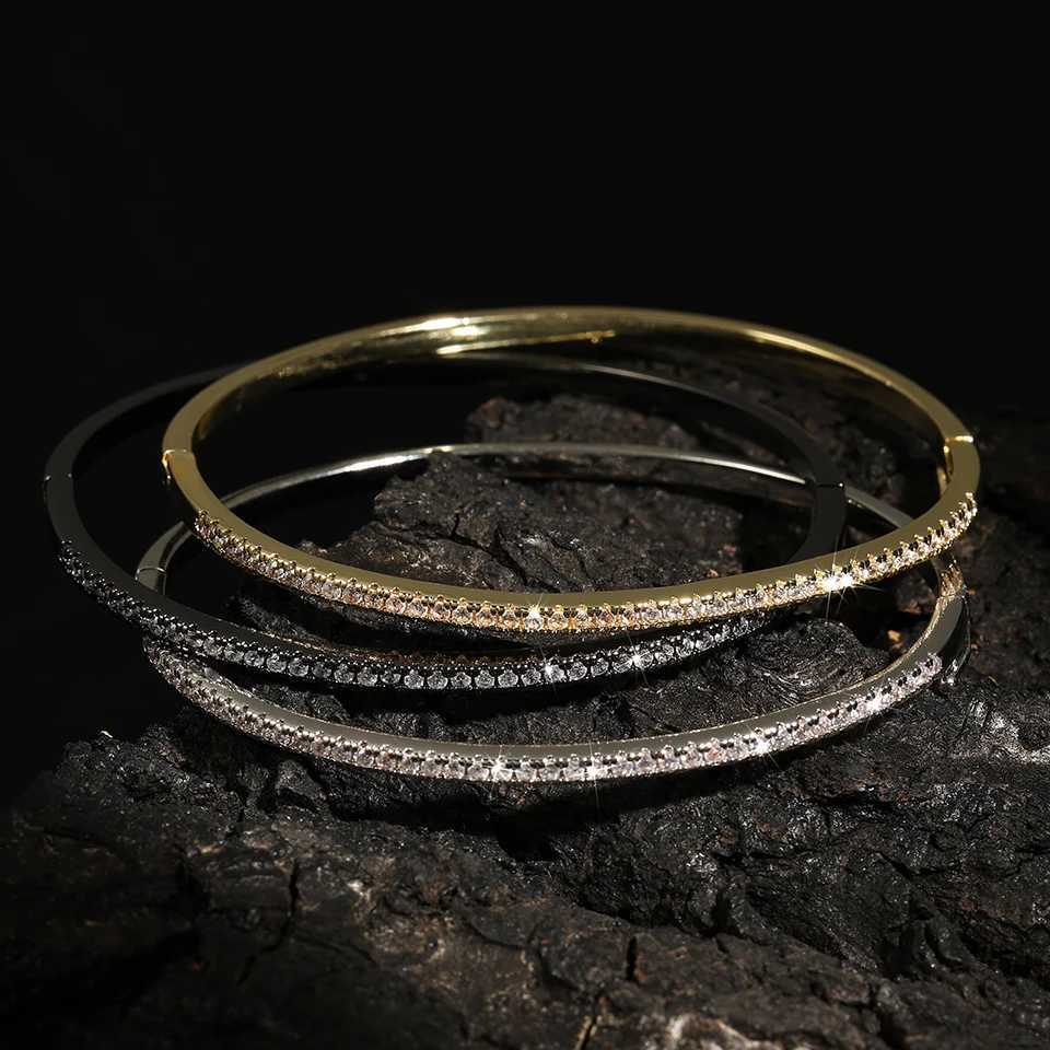 TrendMen Trendy Round Zirconia Tennis Bangles For Men Women Fashion Gold Color Crystal Wristlet Jewelry Gifts Party Z250616