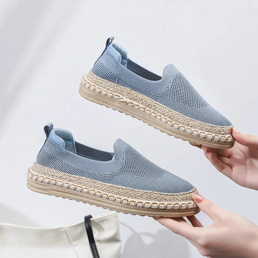 Mesh Thin Fabric Shoes Womens 2025 Casual Versatile Summer Flat Bottomed Fisherman Shoes for Women Loafers Women Flats 250613