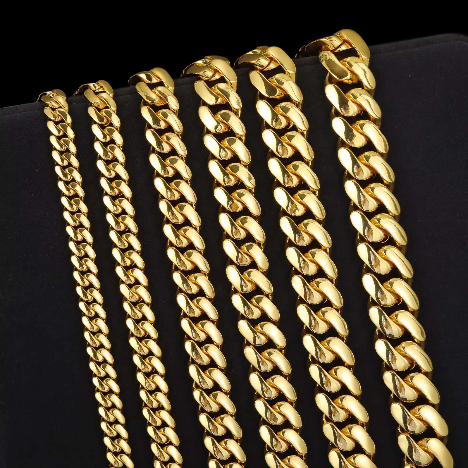 12mm-22mm Thicker Miami Cuban Link Chain Necklace Rustproof Brass 18K Gold Plated 5A Zircon Cuban Chain for Men