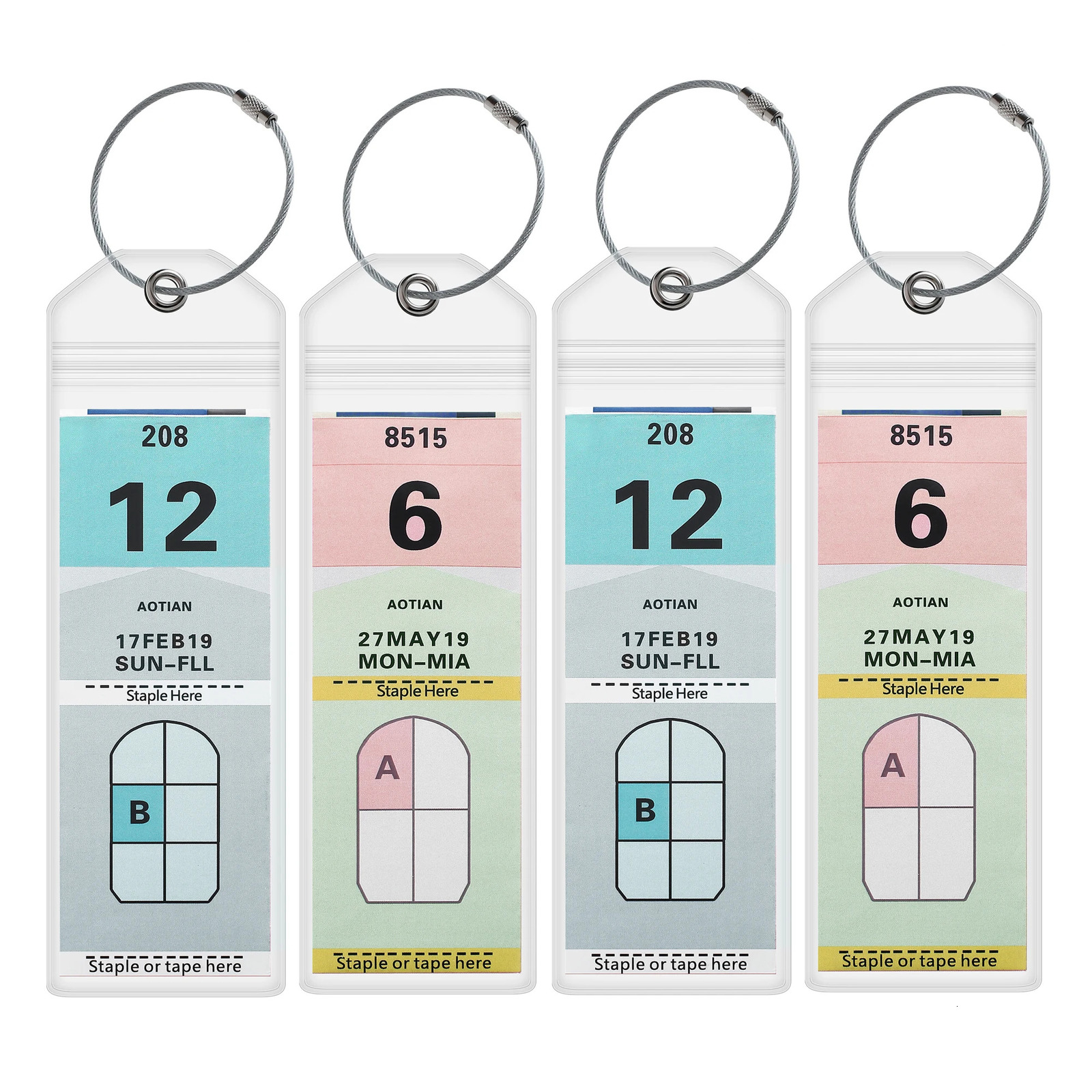 4 Pieces Cruise Tags Luggage Tag Holders for Royal Caribbean Celebrity Ship with Zip Seal Steel Loops Thick PVC 250615