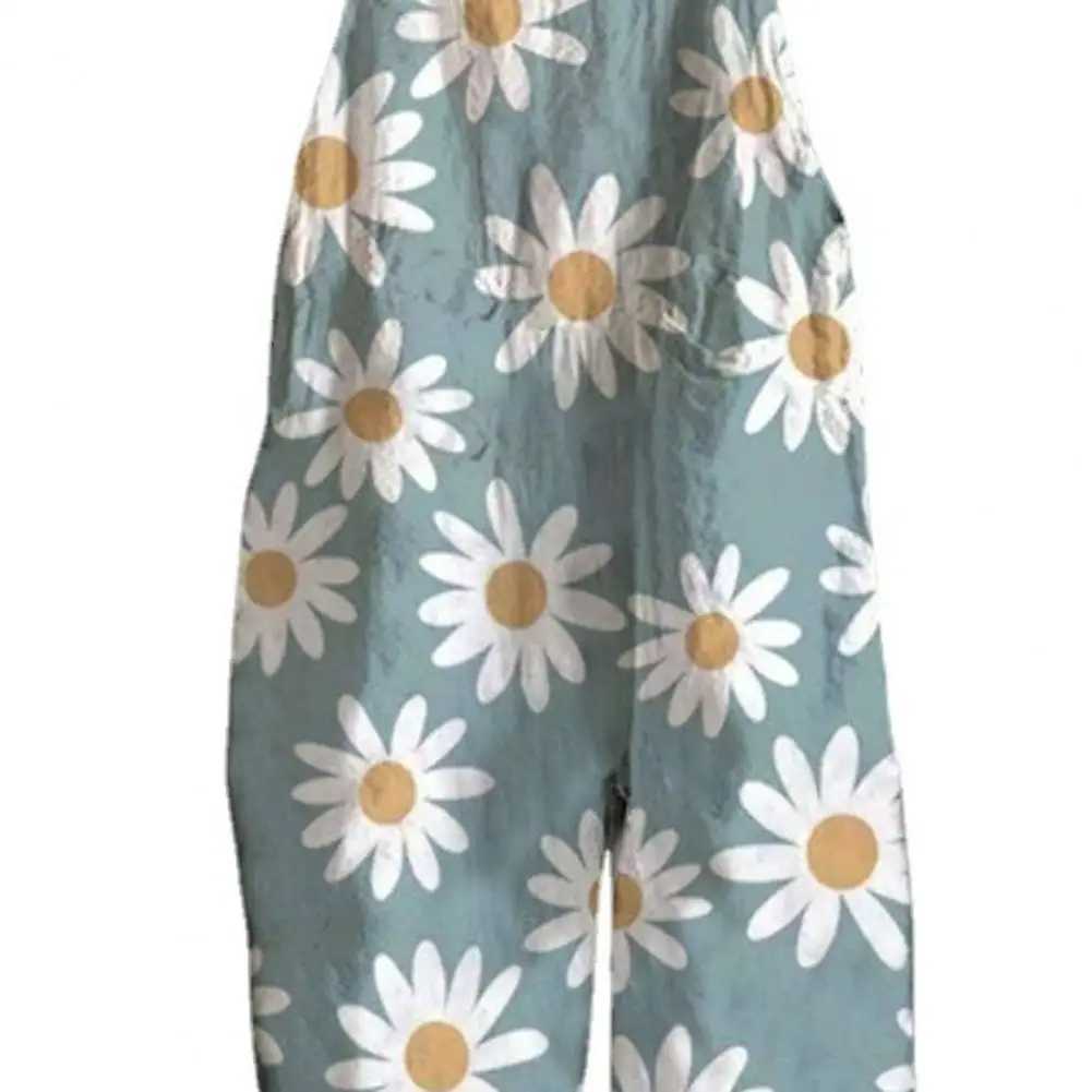 Women Jumpsuit Flower Printed Sling Design Thin Summer Vintage Loose Floral Print Rompers for PartyXJ250616