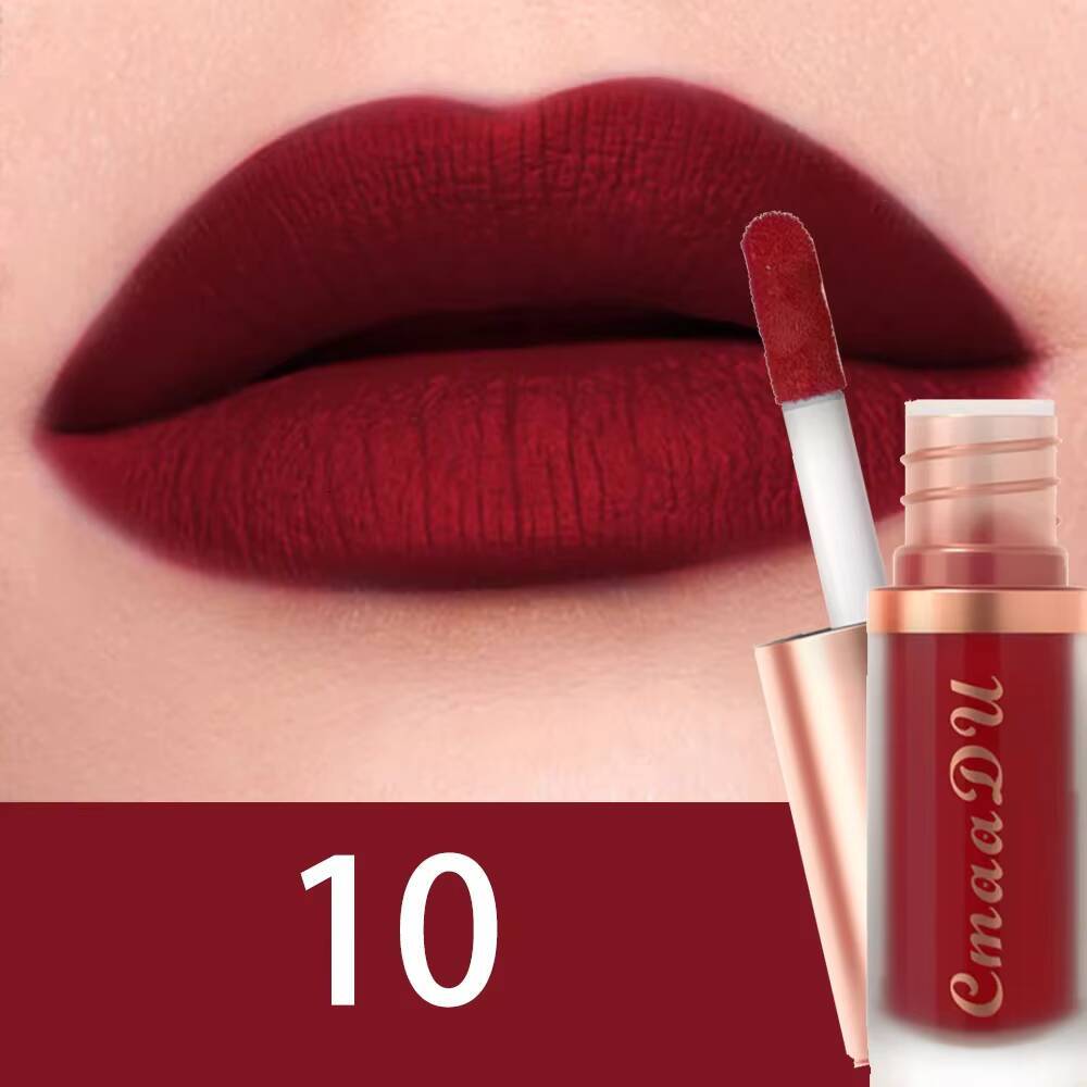 Dark Red Matte Velvet Gloss Nude Brown Lip Glaze Lasting Moisturizing Non-stick Cup Fading Waterproof Liquid Lipstick Makeup happy