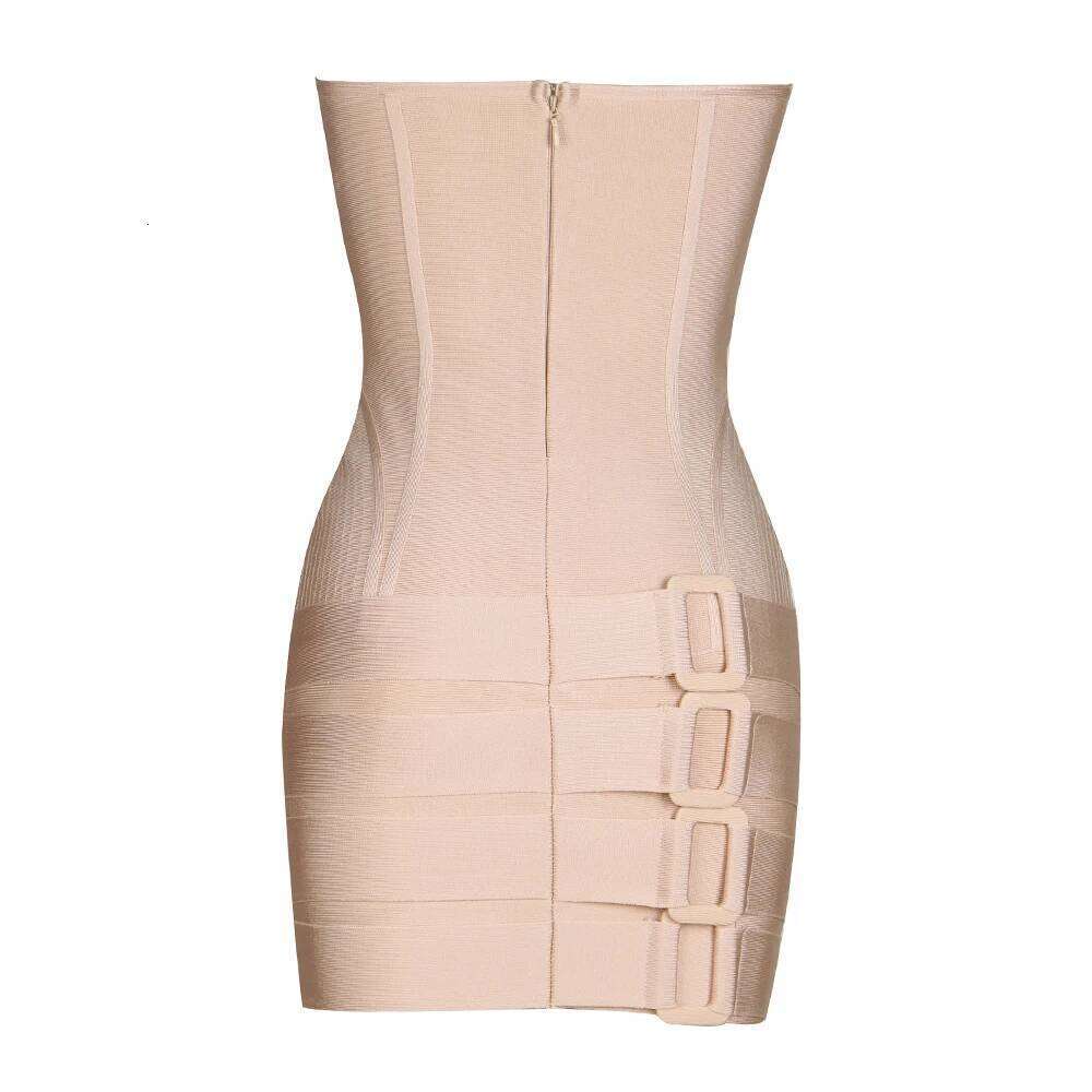 Sexy Mini High Waist Short Women Summer Strapless Lace Up Bodycon Bandage Wine Red Beige Festival Party Dresses