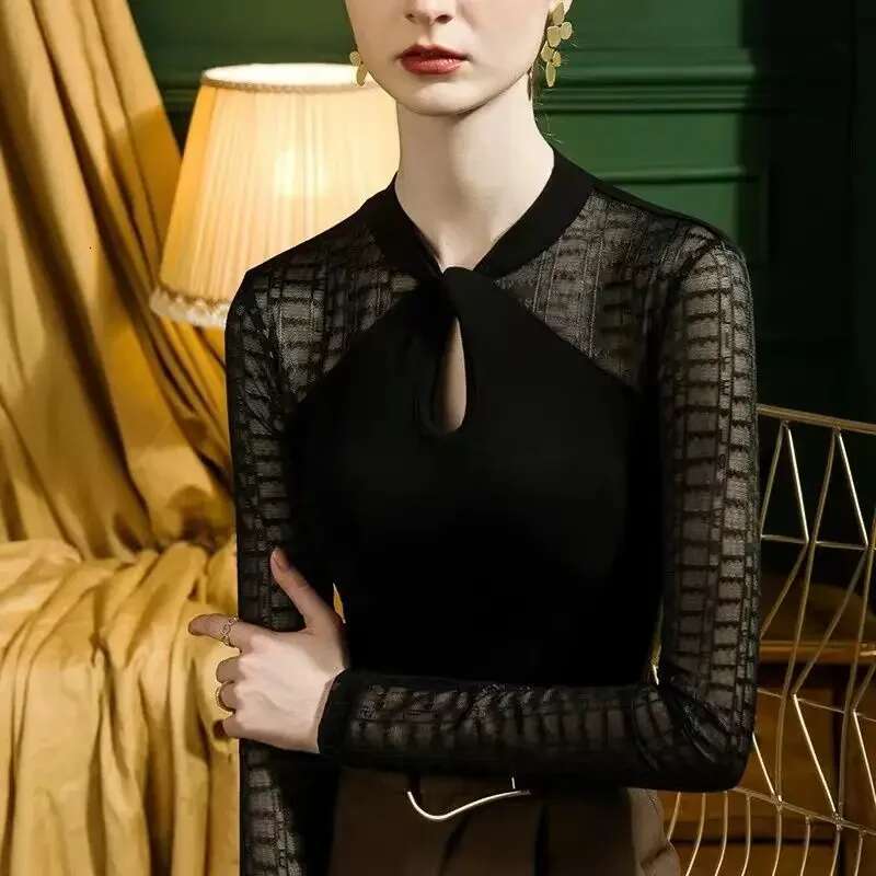 Womens Long Sleeve T-shirt Fashion Mesh Top Female Polyester Sale Y2k Clothes Vintage With Sleeves One Pieces Cheap Yk2 Korean