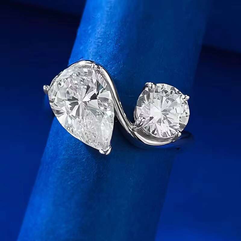 Wholesale New Collection 1ct 3 Carats Pear Cut Moissanite Diamond Jewelry 925 Sterling Silver Womens Wedding Rings