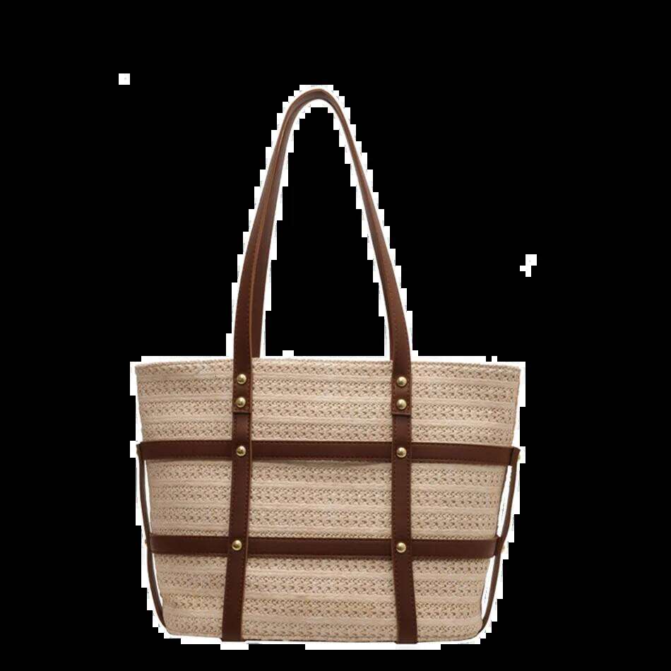 Brand Large Capacity Weave Straw Shoulder Bags For Women Casual Tote Travel Shopper Beach Bag Handmade Handbags