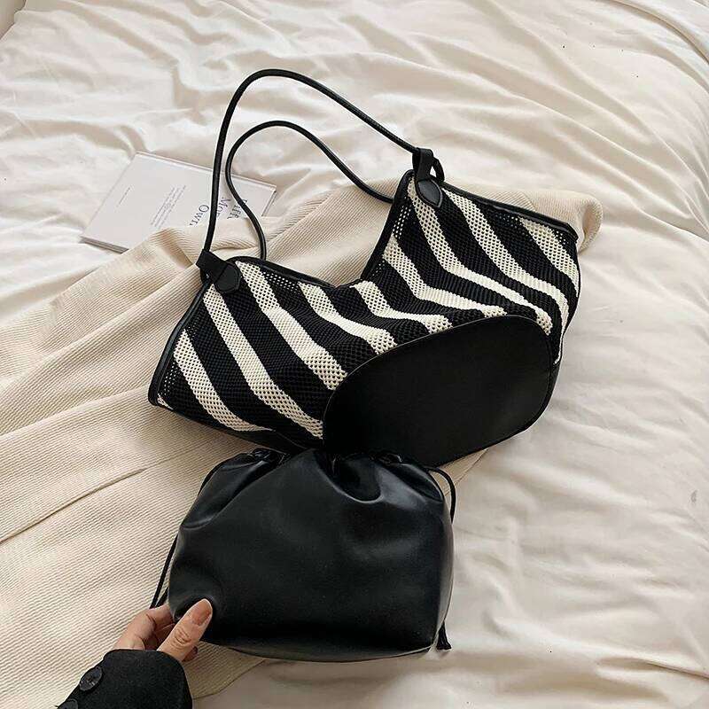 Oversize Storage Shopping For Women Summer Straw Beach Large Capacity Basket Shopper Bag Designer Striped Handbag