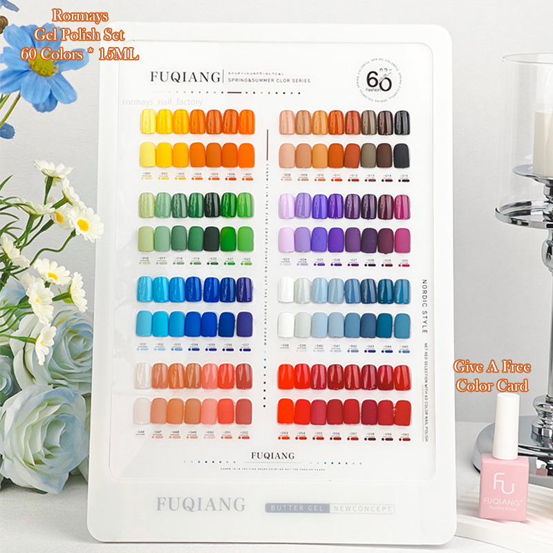 Rormays summer color gel polishing 60PCS mixed varnish semi permanent color solid color UV immersion primer nail salon rainbow wholesale factory nail