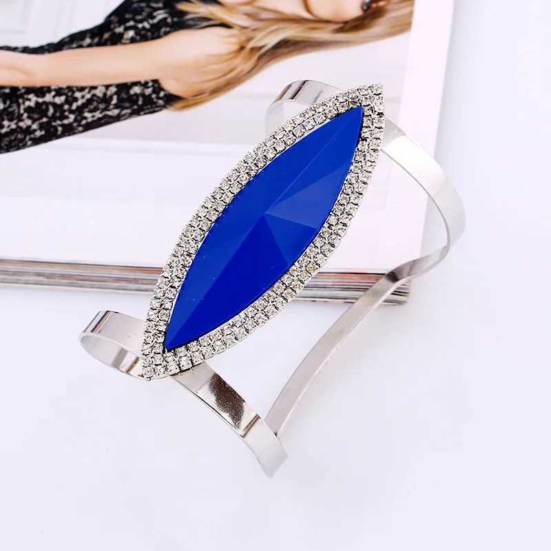 DIEZI Fashion Metal Rhinestone Bangles Women Trendy Resin Crystal Smooth Wide Opening Adjustable Bangle 2019 New Z250616