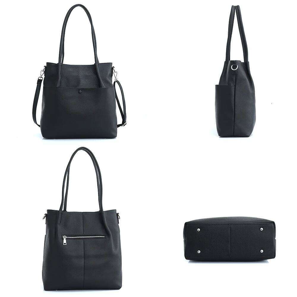 Zency Women Bucket Bag Genuine Leather Large Capacity Shopper Casual Handbag Female Crossbody Shoulder Tote Bags