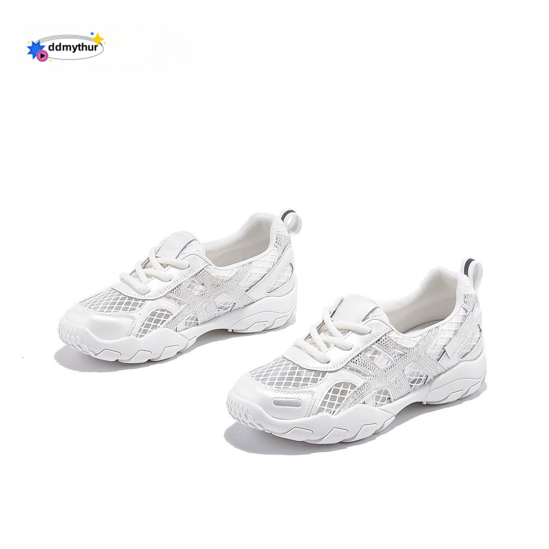 Thick-Soled Mesh Breathable German Training for Women 2025 New Fashion Rhinestone Comfortable Lightweight Sports Casual Hiking Shoes ddmythur