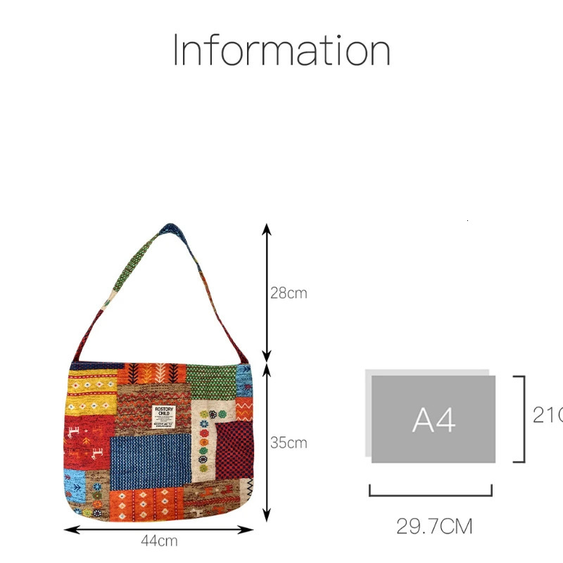 Youda Polyester Fabric Shoulder Bag Fanshion Bohemian Patchwork Style Crossbody Large Casual Capacity Shopper Tote Bags 250614