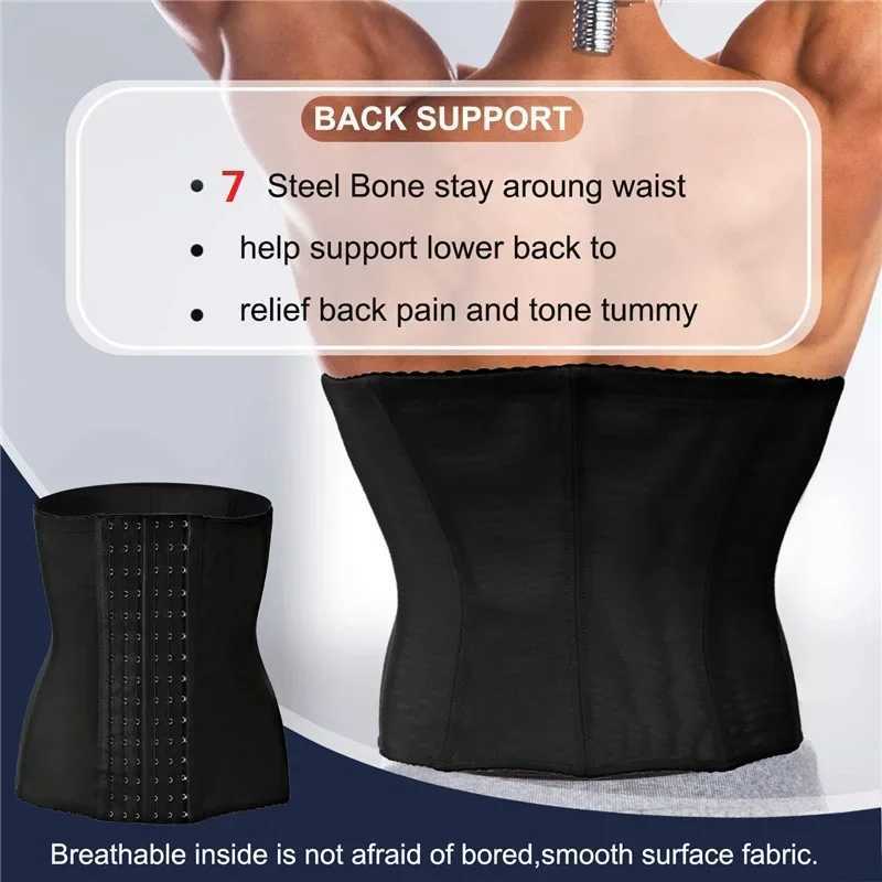 Shapers Men Shapewear Waist Trainer Body Shaper Modeling Belt Fat Compression Strap with 6 Hooks Shapewear Cincher Girdle Corset W250616