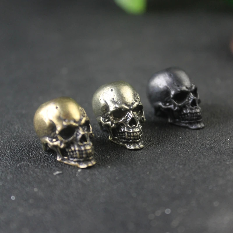 Skull Tusk Head Brass Knife Beads Punk DIY Paracord Bracelets Accessories Outdoor EDC Tool Umbrella Rope Lanyard Pendants 250611