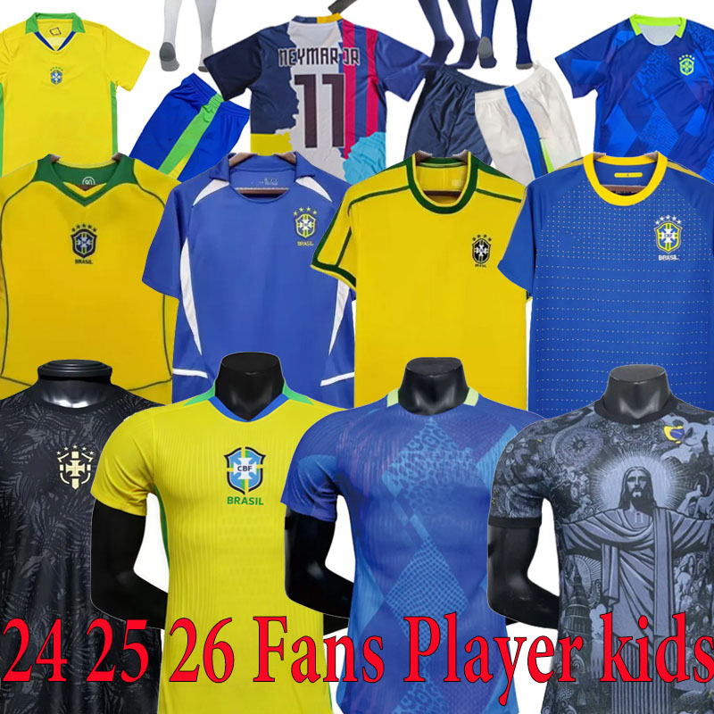16-4XL Brasil Soccer Jerseys 2024 2025 2026 BraziLS Retro Shirt VINI JR Endrick RODRYGO PELE 1998 2004 Vintage NEYMAR Ronaldinho camisa de futebol brasil Kid kits