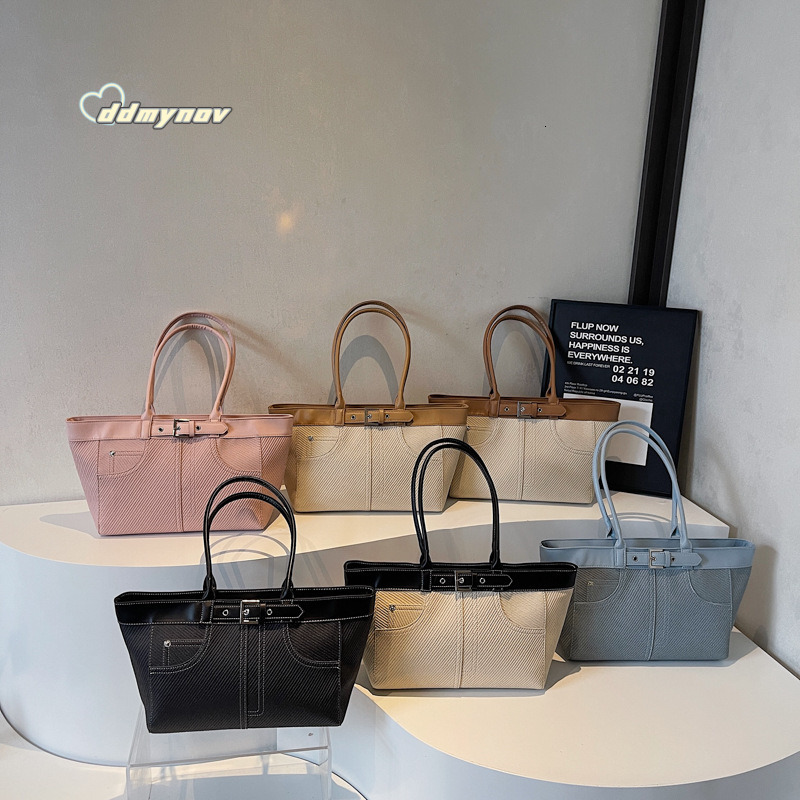 Minimalist Large Capacity Tote for Women 2025 Summer Korean Fashion Stylish Office Commute Shoulder Underarm Bag ddmynov ddmynov