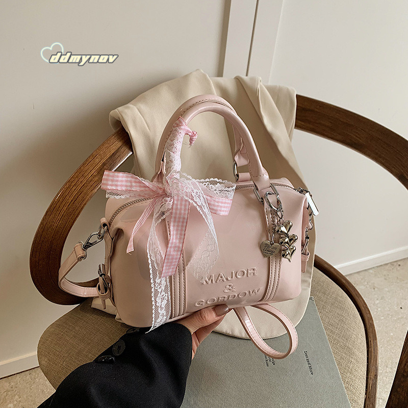 Niche Sweet Style Handheld Boston for Women 2025 Spring New Fashion Solid Color Versatile Shoulder Crossbody Bag ddmynov ddmynov
