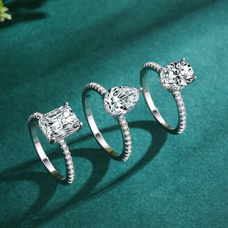 Ailmay 100% 925 Sterling Silver Water Drop Shape 5A Cubic Zirconia Finger Ring For Women Classic Fashion Wedding Jewelry 250610