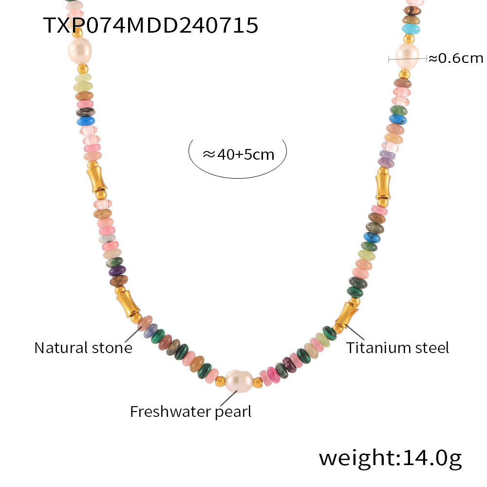 2025 Bohemia Style Top Sell Wedding Jewelry Sets Titanium steel Fresh Water Pearl Natural Stones Party Elegant Women Bracelet Summer Beach Necklace Gi