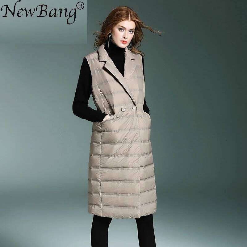 Newbang Brand Women's Vest Ultra Light Down Vests Female Sleeveless Windproof Lightweight Warm Long Waistcoat