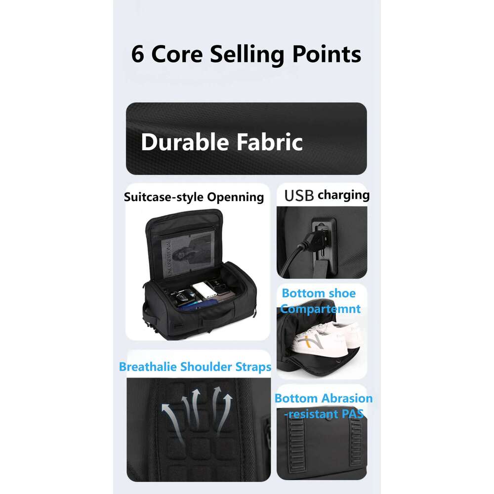 Travel Backpack 40L, TSA Friendly Flight Approved Carry-On Lage Hand Water-Resistant Lightweight Business Rucksack, Durable L