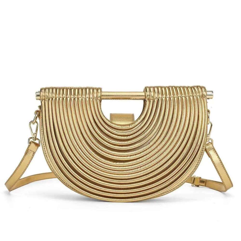 Women's Half Moon Handbags For Women Gold Designer Handwoven Noodle Bags Rope Knotted Pulled Hobo Sier Evening Clutch Chic