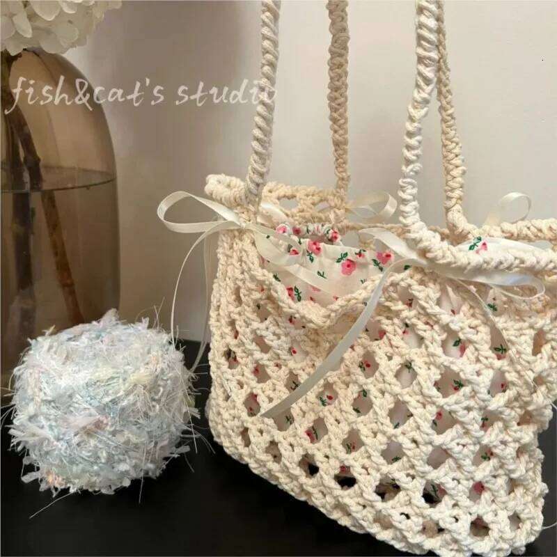 Fairycore Floral Straw Purse Women Summer Holiday Large Capacity Woven Handbag Ladies Retro Cute Beach Bag Aesthetic