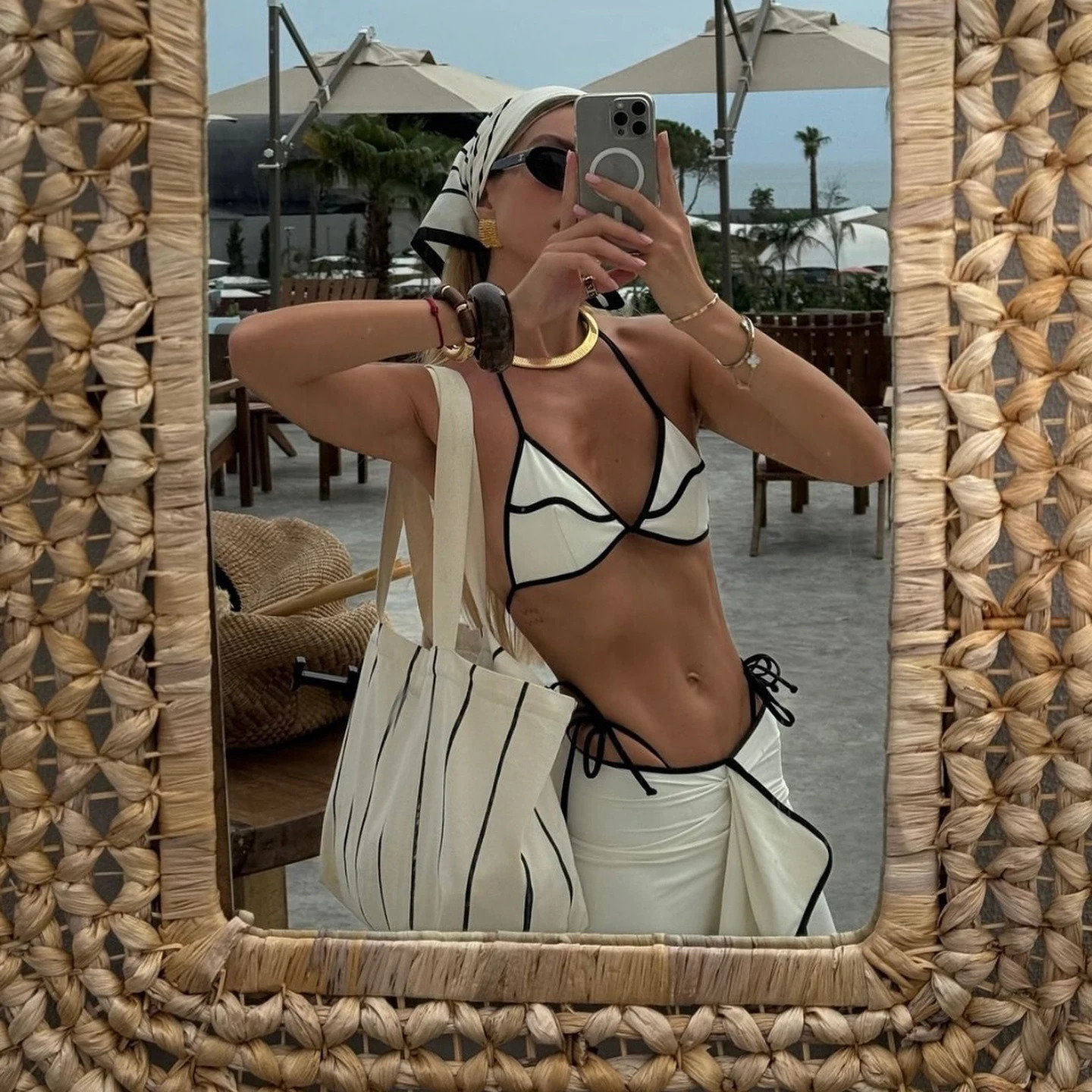 3 Pieces Sexy Bikini Set Black White Bikinis Women Swimsuit Female Elegant Swimwear Long Skirt Bathing Suit Beachwear Cover Up 250614