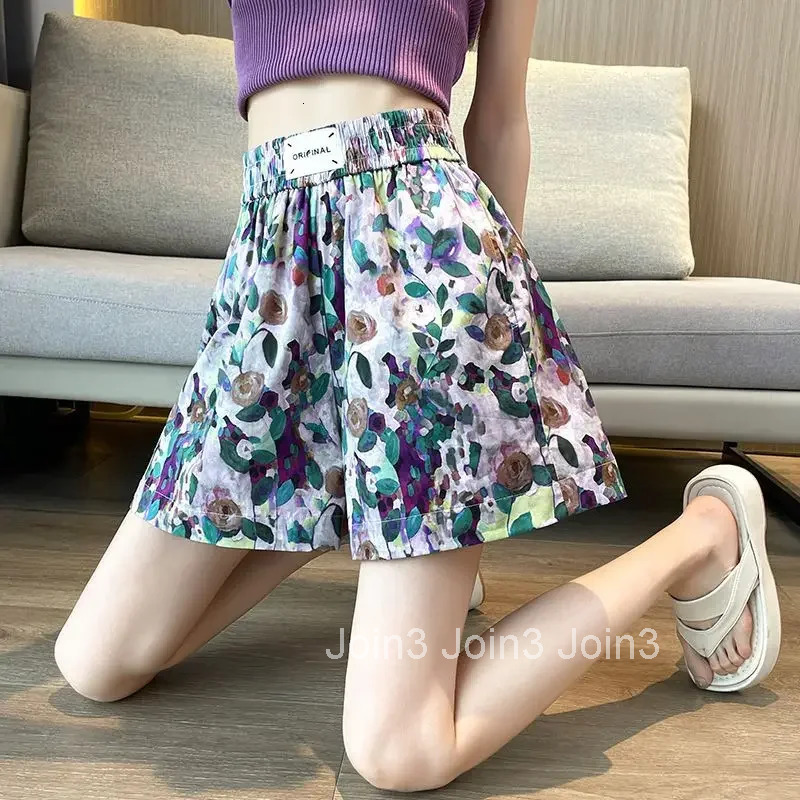 Shorts for Women High Waist Loose Blue Baggy Print Y2k Harajuku Stretchy Flowy New in 2000s Clothes Kpop Jorts Woman Short Pants