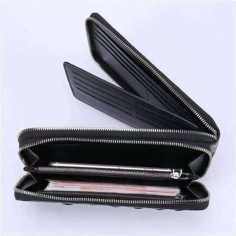 2025 New Designer Crocodile Personal Men's Genuine Leather Leisure Clutch Wallets Large Capacity Bag 45