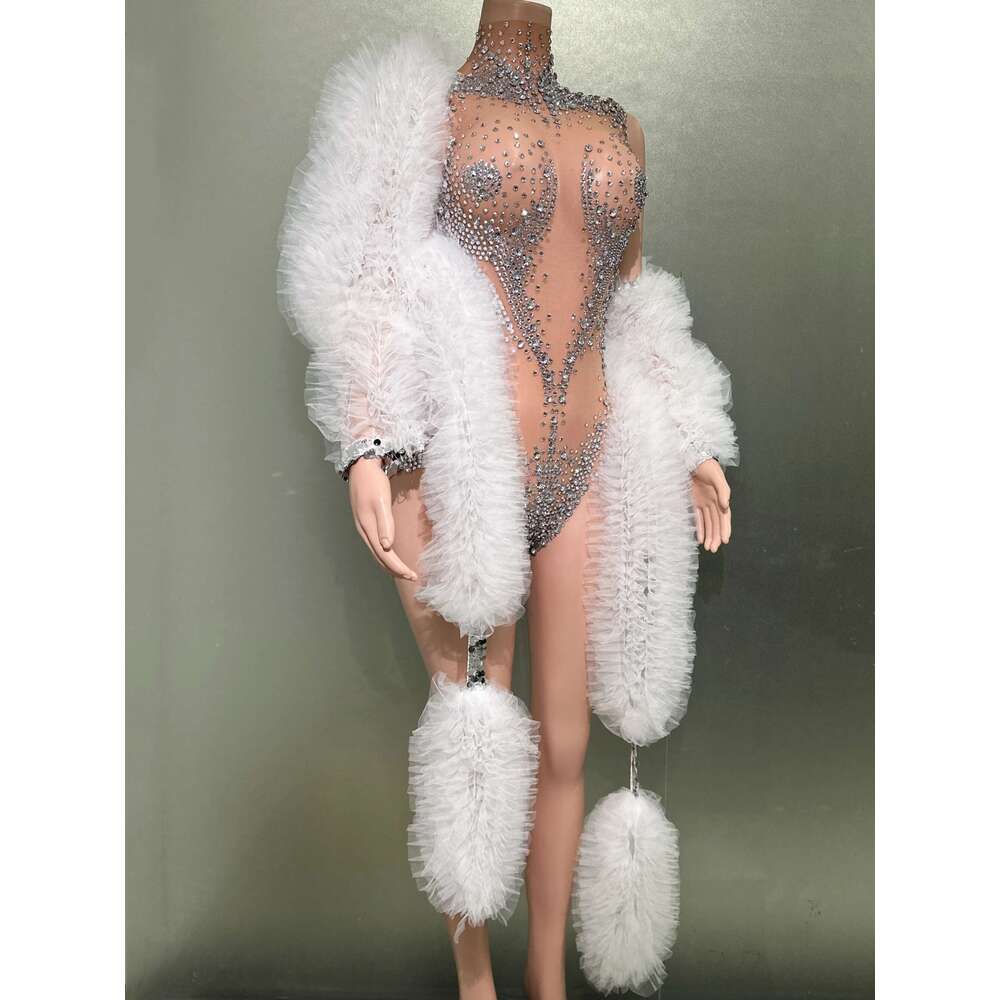 Dias Sexy See Through Sleeveless Sheath Bodysuit Evening Party Performance Costume Nightclub Singer Dancer Stage Wear