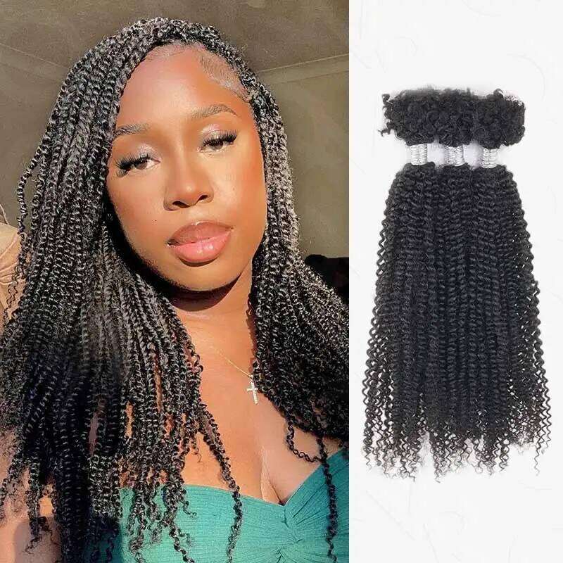 Sleek Twist Crochet Braiding 100% hair Bundles Curly Human Bulks synthetic hair QVR 3 PCS Afro Kinky V Bulk Hair for