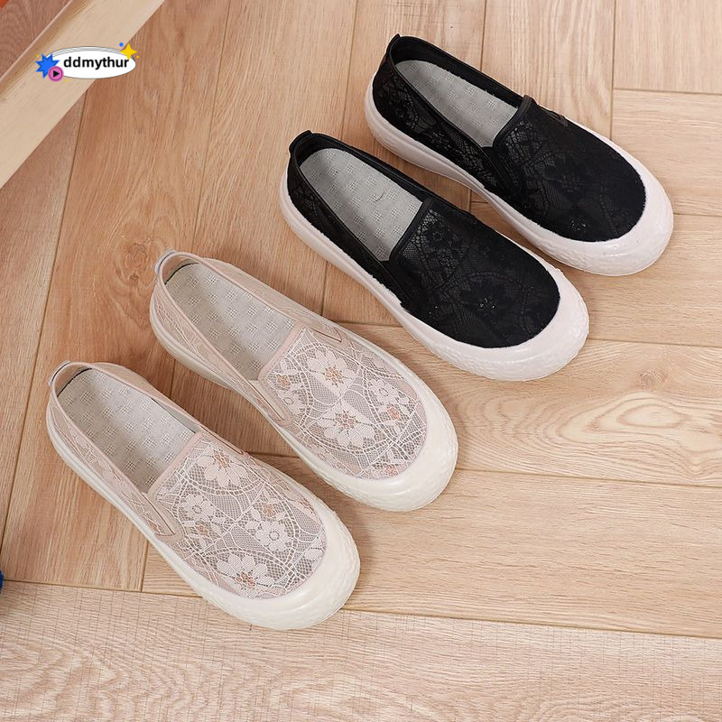 Women's 2025 Summer New Lace Mesh Lightweight Breathable Soft Sole Comfortable Versatile Casual Fisherman Shoes ddmythur