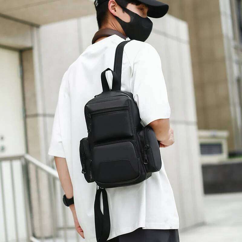 Men Solid Color Oxford Men's Mini Multifunctional Chest Shoulder Crossbody Bag Waterproof Backpack