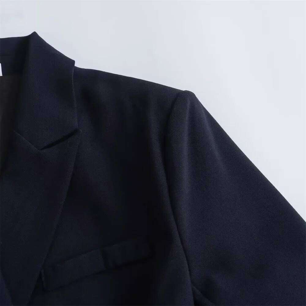 2025 Autumn New Style European And American Fashion Double Breasted Lapel Long Sleeved Suit Commuting Casual Loose Jacket